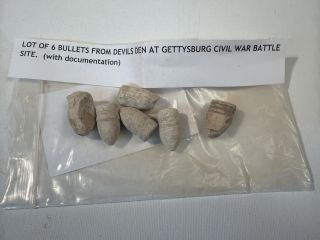 Lot of 6 bullets from Devils Den, Gettysburg
