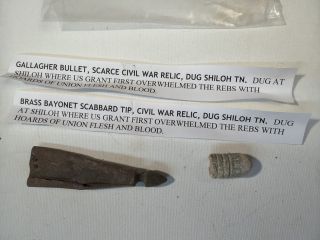 Lot of Bayonet Scabbard Tip and Gallagher Bullet